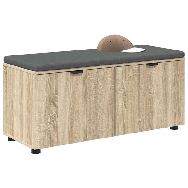vidaXL Hall Bench with Cushion with Door Sonoma Oak 100 x 38 x 46 cm