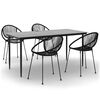 vidaXL 5 Piece Garden Dining Set Black PVC Rattan