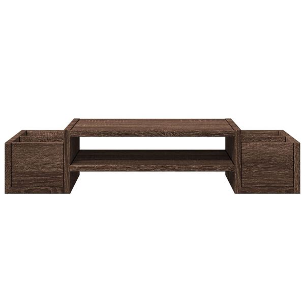 vidaXL Monitor Stand with Storage Brown Oak 70x27x15 cm Engineered Wood