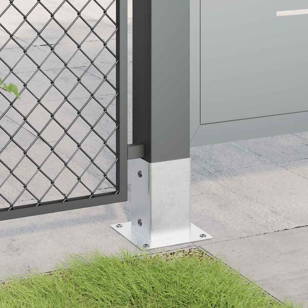 vidaXL Post Bases Square 12 pcs Silver 81x81 mm Galvanised Steel