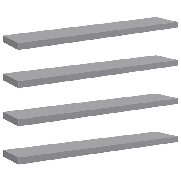 vidaXL Floating Wall Shelves 4 pcs Grey 120x23.5x3.8 cm MDF