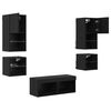 vidaXL TV Wall Units 8 pcs Black Oak Engineered Wood