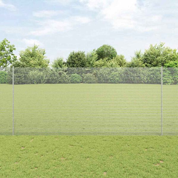 vidaXL Fence with Post Silver 1.4 x 50 m Steel