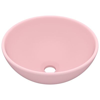 vidaXL Luxury Bathroom Basin Round Matt Pink 32.5x14 cm Ceramic