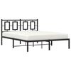 vidaXL Metal Bed Frame without Mattress with Headboard Black 135x190cm