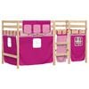 vidaXL Kids' Loft Bed with Curtains without Mattress Pink 90x190 cm Single