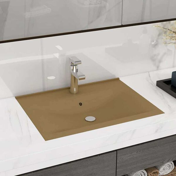 vidaXL Luxury Basin with Faucet Hole Matt Cream 60x46 cm Ceramic