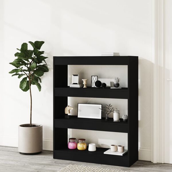 vidaXL Book Cabinet/Room Divider Black 80x30x103 cm Engineered wood