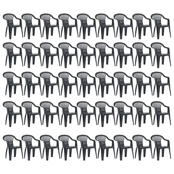 vidaXL Stackable Garden Chairs 45 pcs Plastic Anthracite