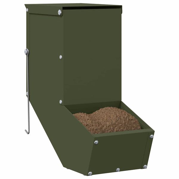 vidaXL Rabbit Feeder Olive Green 12.5 x 26 x 28.5 cm Cold-Rolled Steel