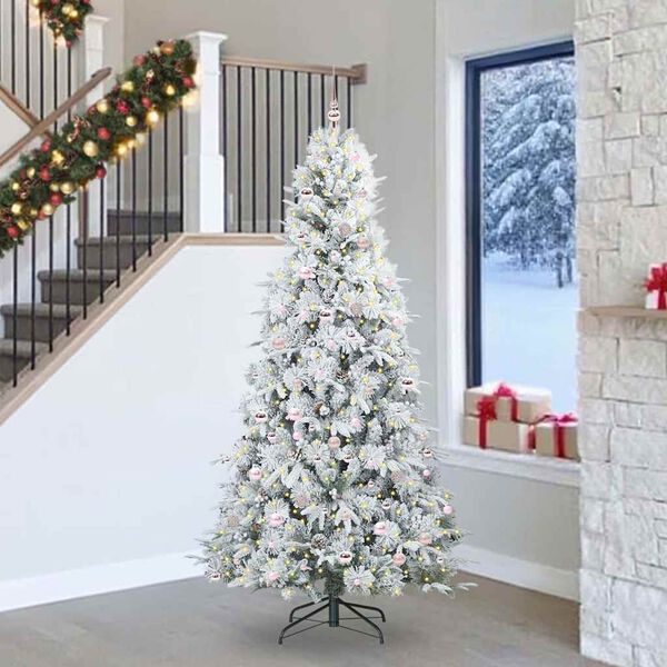 vidaXL Artificial Hinged Christmas Tree White 240 cm PE and PVC
