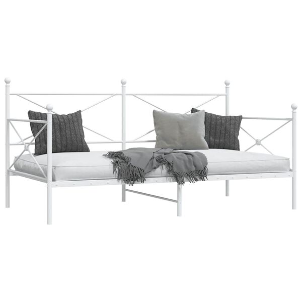 vidaXL Day Bed without Mattress White 100x200 cm Steel