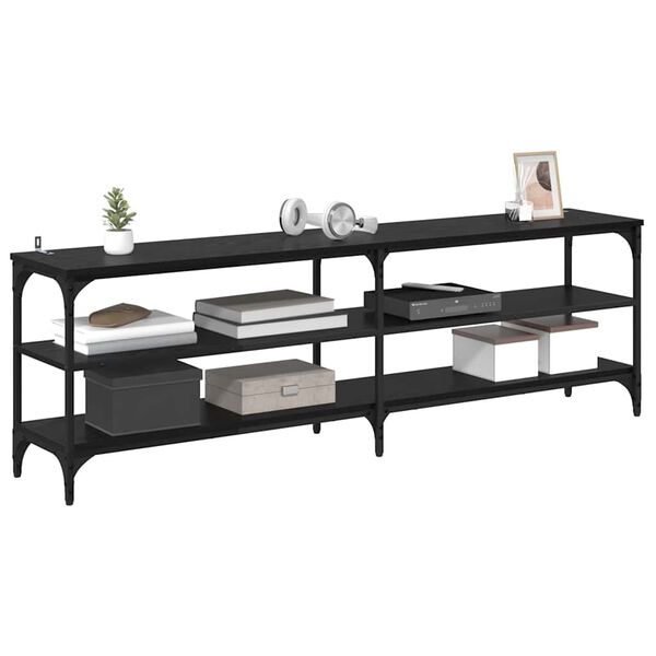 vidaXL TV Cabinet Black Oak 160 x 30 x 50 cm Engineered Wood and Iron