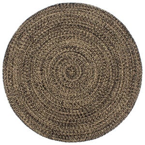 vidaXL Rug | Black and Brown | Braided Jute and Cotton | 210 cm diameter