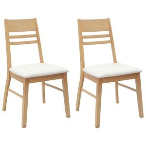 vidaXL Dining Chairs 2 pcs Natural 43 x 54 x 89 cm Solid Rubber Wood