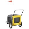 vidaXL Pet Bike Trailer Yellow and Grey Oxford Fabric and Iron
