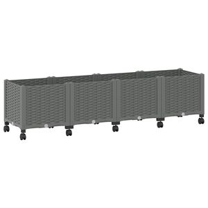 vidaXL Garden Planter with Wheels Light Grey 160 x 40 x 48 cm PP