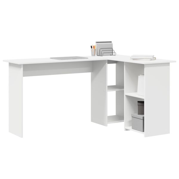 vidaXL Desk with Shelf White 142 x 102 x 73 cm Engineered Wood