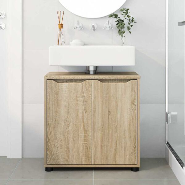 vidaXL Bathroom Basin Cabinet with Shelf Sonoma Oak 60 x 30 x 60 cm