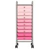 vidaXL 10-Drawer Mobile Storage Trolley Ombre Pink Plastic