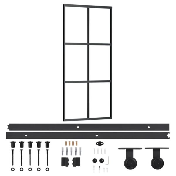 vidaXL Sliding Door with Hardware Set ESG Glass&Aluminium 90x205 cm