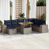 vidaXL 9 Piece Garden Sofa Set with Cushions Grey Poly Rattan Acacia