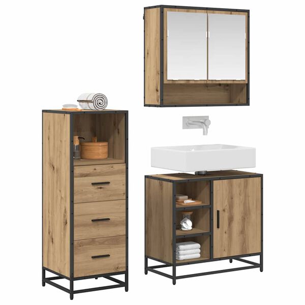 vidaXL Bathroom Furniture Set 3 pcs Artisan oak Engineered wood