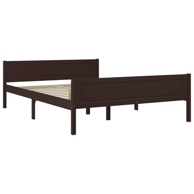 vidaXL Bed Frame Solid Pinewood Dark Brown 160x200 cm