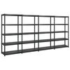 vidaXL Storage Shelf 5-Tier Black 340x40x185 cm Plastic