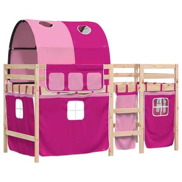 vidaXL Kids' Loft Bed with Tunnel without Mattress Pink 90x190 cm Single