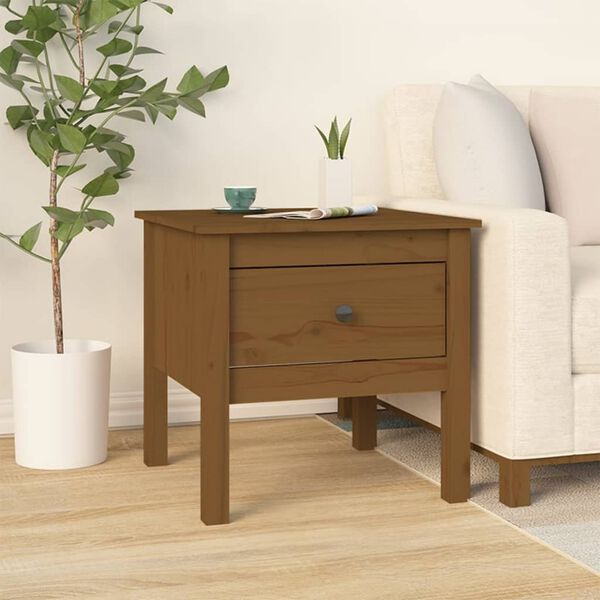 vidaXL Side Table Honey Brown 50x50x49 cm Solid Wood Pine
