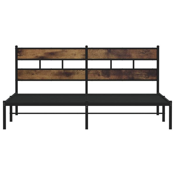 vidaXL Metal Bed Frame without Mattress Smoked Oak 180x200 cm Super King