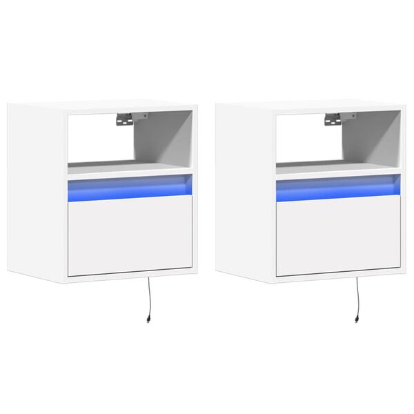 vidaXL TV Wall Cabinets with LED Lights 2 pcs White 41x31x45 cm