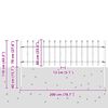 vidaXL Spike Fence Black 200 x 110 cm Powder-Coated Steel