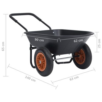 vidaXL Wheelbarrow Black and Orange 78 L 100 kg