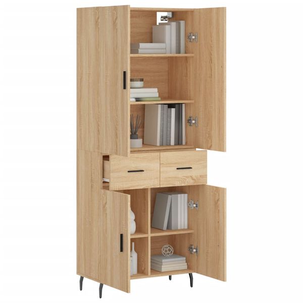 vidaXL Highboard Sonoma Oak 69.5x34x180 cm Engineered Wood