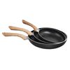 Livoo 3-Piece Frypan Set Stone & Wood-look Aluminium