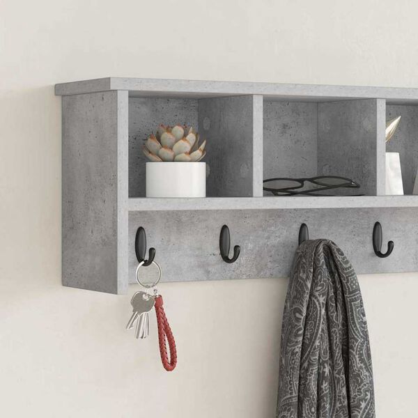 vidaXL Wall-Mounted Coat Rack Concrete grey 100 x 16 x 26 cm