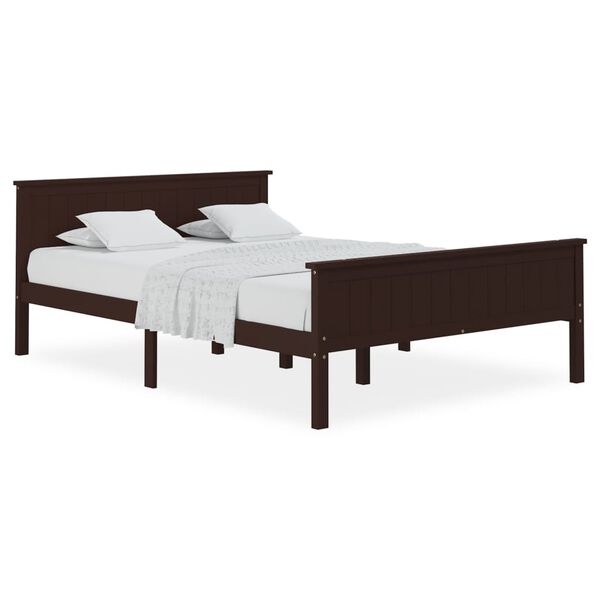 vidaXL Bed Frame without Mattress Dark Brown Solid Wood Pine 120x200 cm