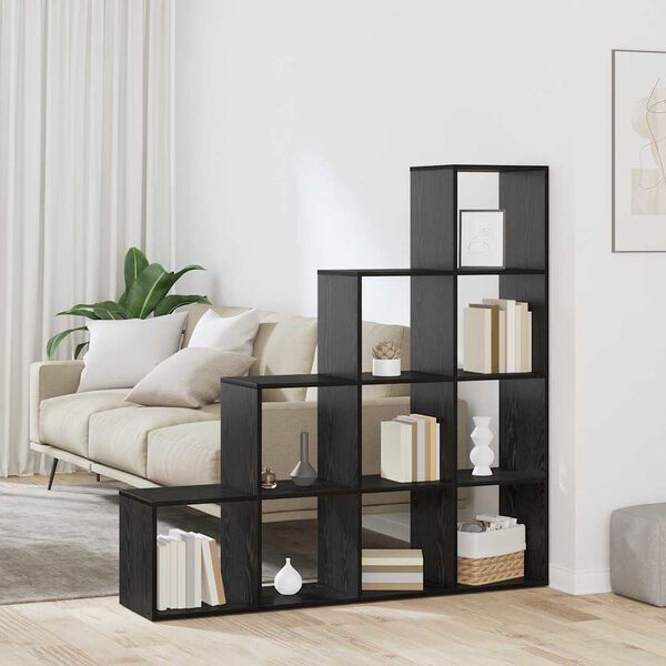 vidaXL Room Divider Bookcase Black Oak 131.5 x 29 x 131.5 cm