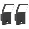 vidaXL Outdoor LED Wall Lights with Sensors 2pcs Black Die-cast Aluminium