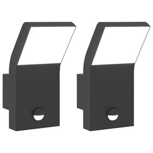 vidaXL Outdoor LED Wall Lights with Sensors 2pcs Black Die-cast Aluminium