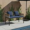 vidaXL Outdoor Bench Grey and Navy Blue 117 x 54 x 74.5 cm Poly Rattan