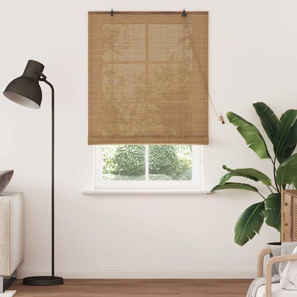 vidaXL Roller Blind with Curtains Manual Brown 120 x 220 cm Bamboo