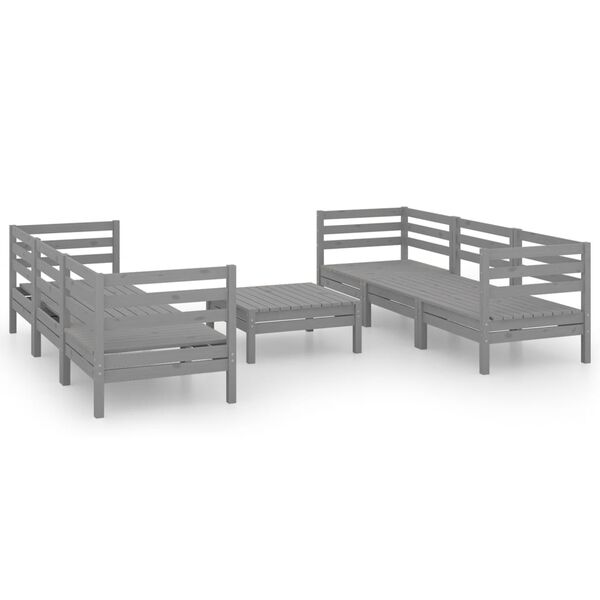 vidaXL 7 Piece Garden Lounge Set Grey Solid Pinewood