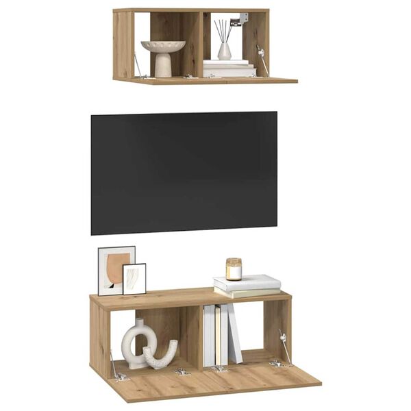vidaXL TV Cabinet Set Wall-mounted 2 pcs Artisan Oak Engineered Wood