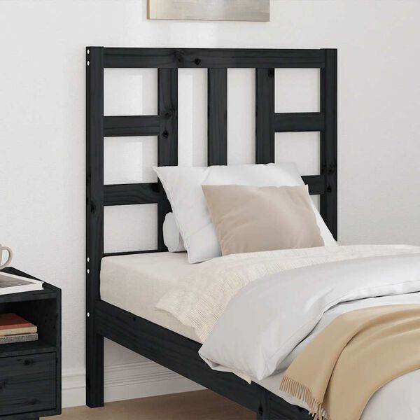 vidaXL Bed Headboard Black 81x4x100 cm Solid Wood Pine