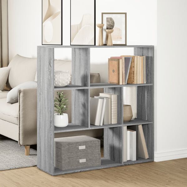 vidaXL Room Divider Bookcase Grey Sonoma 102x29x103.5 cm Engineered Wood