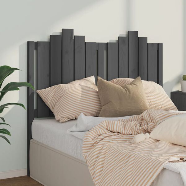 vidaXL Bed Headboard Grey 126x4x110 cm Solid Wood Pine