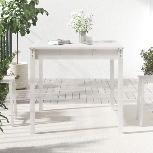 vidaXL Garden Table White 82.5x82.5x76 cm Solid Wood Pine